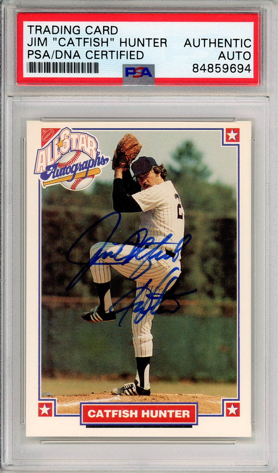 1993 NABISCO BASEBALL - JIM "CATFISH" HUNTER HOF AUTOGRAPH PSA/DNA AUTHENTIC AUTO