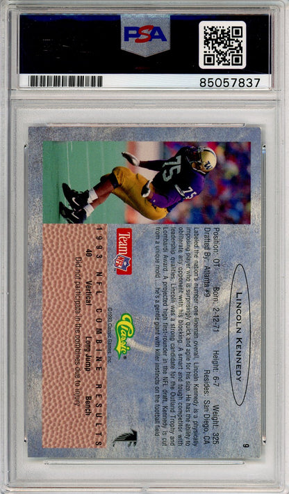1993 CLASSIC LINCOLN KENNEDY #9 COLLEGE HOF AUTO PSA/DNA