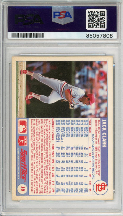 1987 SPORTFLICS JACK CLARK #18 CARDINALS 4-TIME ALL STAR AUTOGRAPH PSA/DNA