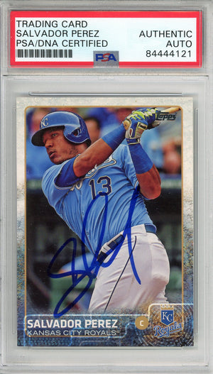 2015 TOPPS SERIES ONE SALVADOR PEREZ #39 ROYALS WORLD SERIES CHAMP AUTOGRAPH PSA/DNA