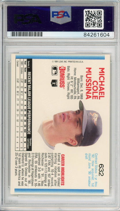 1992 DONRUSS MIKE MUSSINA #632 HOF ORIOLES 7-TIME GOLD GLOVE AUTOGRAPH PSA/DNA