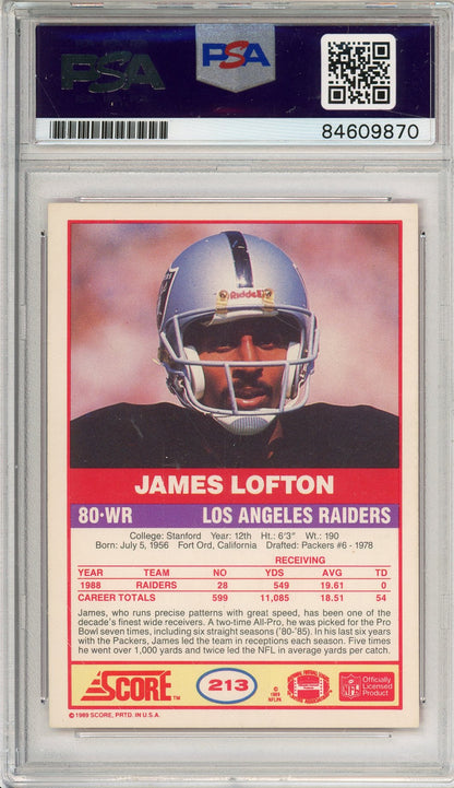 1989 SCORE JAMES LOFTON #213 HOF AUTOGRAPH PSA/DNA