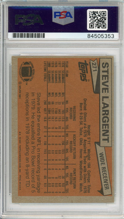 1981 TOPPS STEVE LARGENT #271 HOF SEAHAWKS AUTOGRAPH PSA/DNA