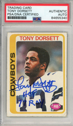 1978 TOPPS TONY DORSETT #315 ROOKIE CARD HOF AUTOGRAPH PSA/DNA
