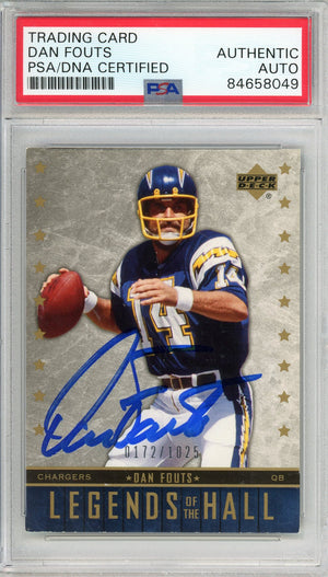 2005 TOPPS NFL LEGENDS DAN FOUTS #184 GOLD #/1025 HOF CHARGERS AUTOGRAPH PSA/DNA