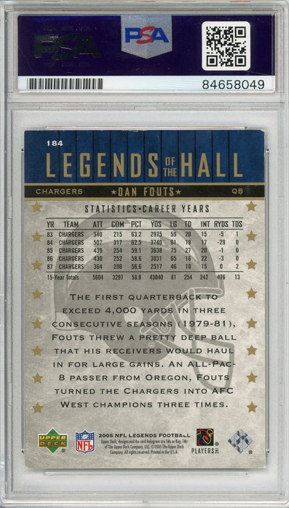 2005 TOPPS NFL LEGENDS DAN FOUTS #184 GOLD #/1025 HOF CHARGERS AUTOGRAPH PSA/DNA