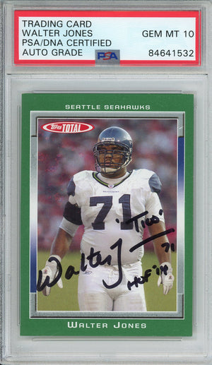 2006 TOPPS FOOTBALL - WALTER JONES #165 SEAHAWKS HOF AUTOGRAPH PSA/DNA AUTO GRADE GEM MT 10