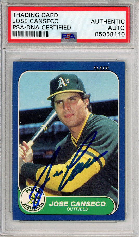 1986 FLEER BASEBALL JOSE CANSECO #U-20 ROOKIE CARD A'S HOF AUTO PSA/DNA