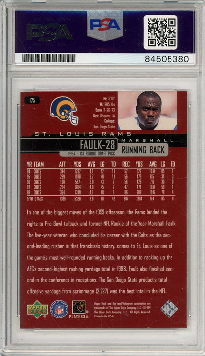 1999 UPPER DECK MARSHALL FAULK #175 HOF AUTOGRAPH PSA/DNA