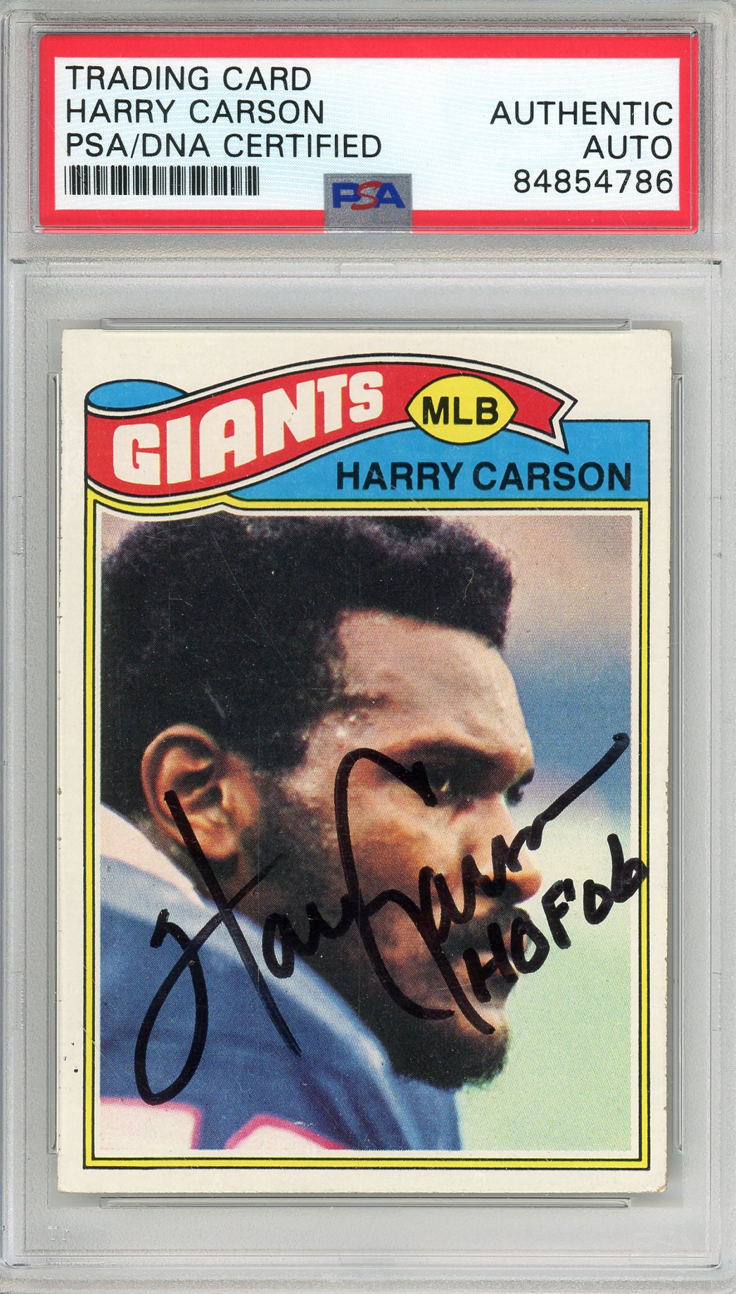 1977 TOPPS HARRY CARSON #146 ROOKIE HOF GIANTS 9-TIME PRO BOWLER AUTOGRAPH PSA/DNA