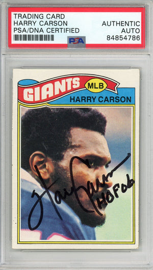 1977 TOPPS HARRY CARSON #146 ROOKIE HOF GIANTS 9-TIME PRO BOWLER AUTOGRAPH PSA/DNA