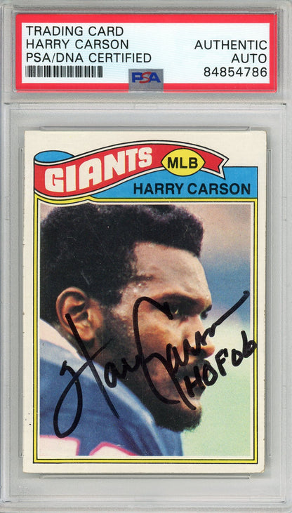 1977 TOPPS HARRY CARSON #146 ROOKIE HOF GIANTS 9-TIME PRO BOWLER AUTOGRAPH PSA/DNA