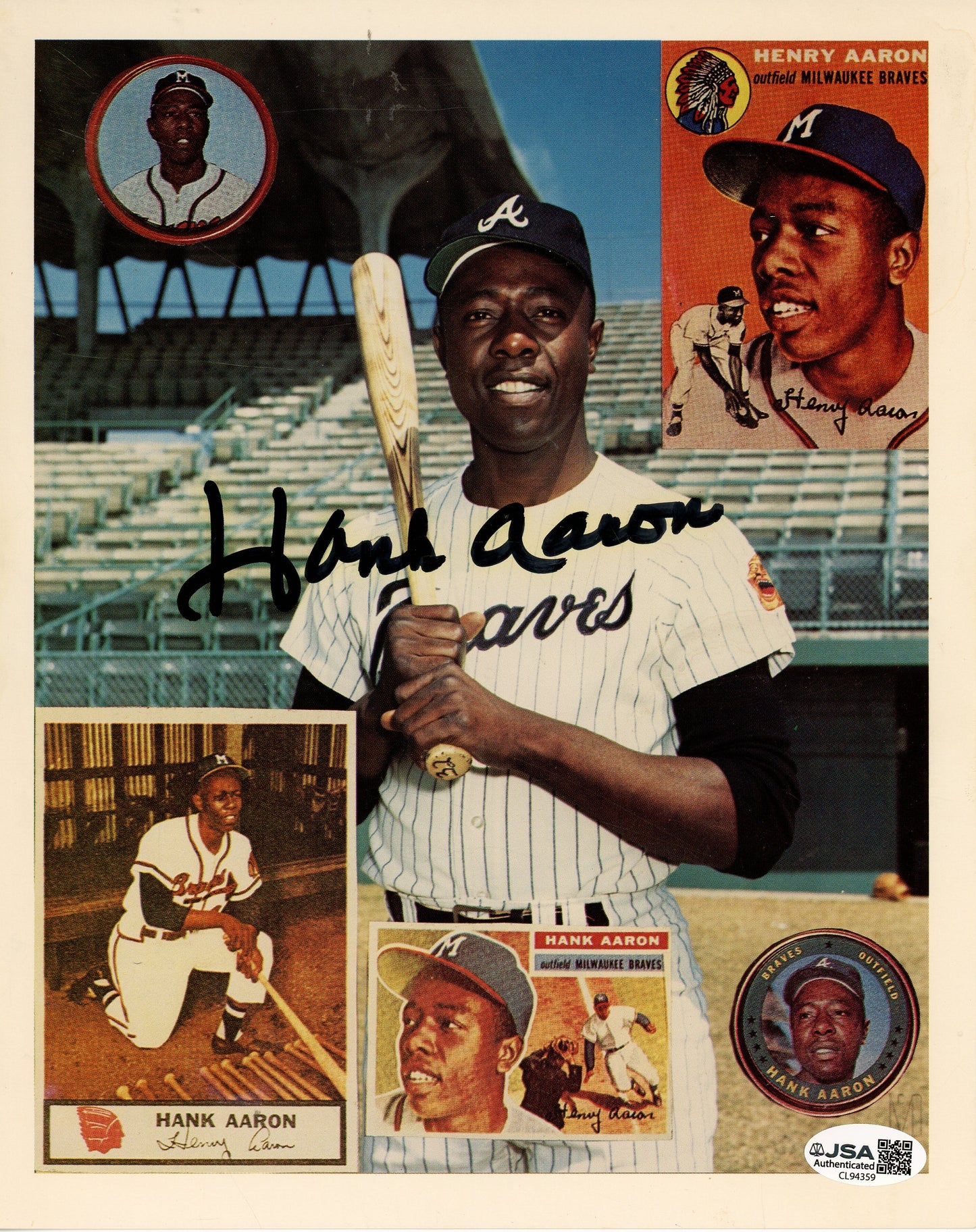 HANK AARON AUTOGRAPHED 8X10 PHOTO - BRAVES (JSA)