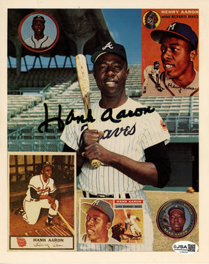 HANK AARON AUTOGRAPHED 8X10 PHOTO - BRAVES (JSA)