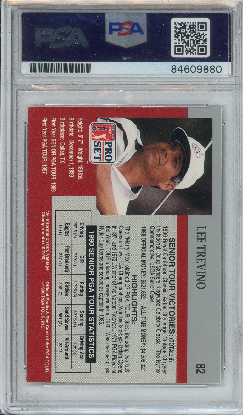 LEE TREVINO SIGNED PSA/DNA CERTIFIED AUTHENTIC AUTOGRAPH CARD