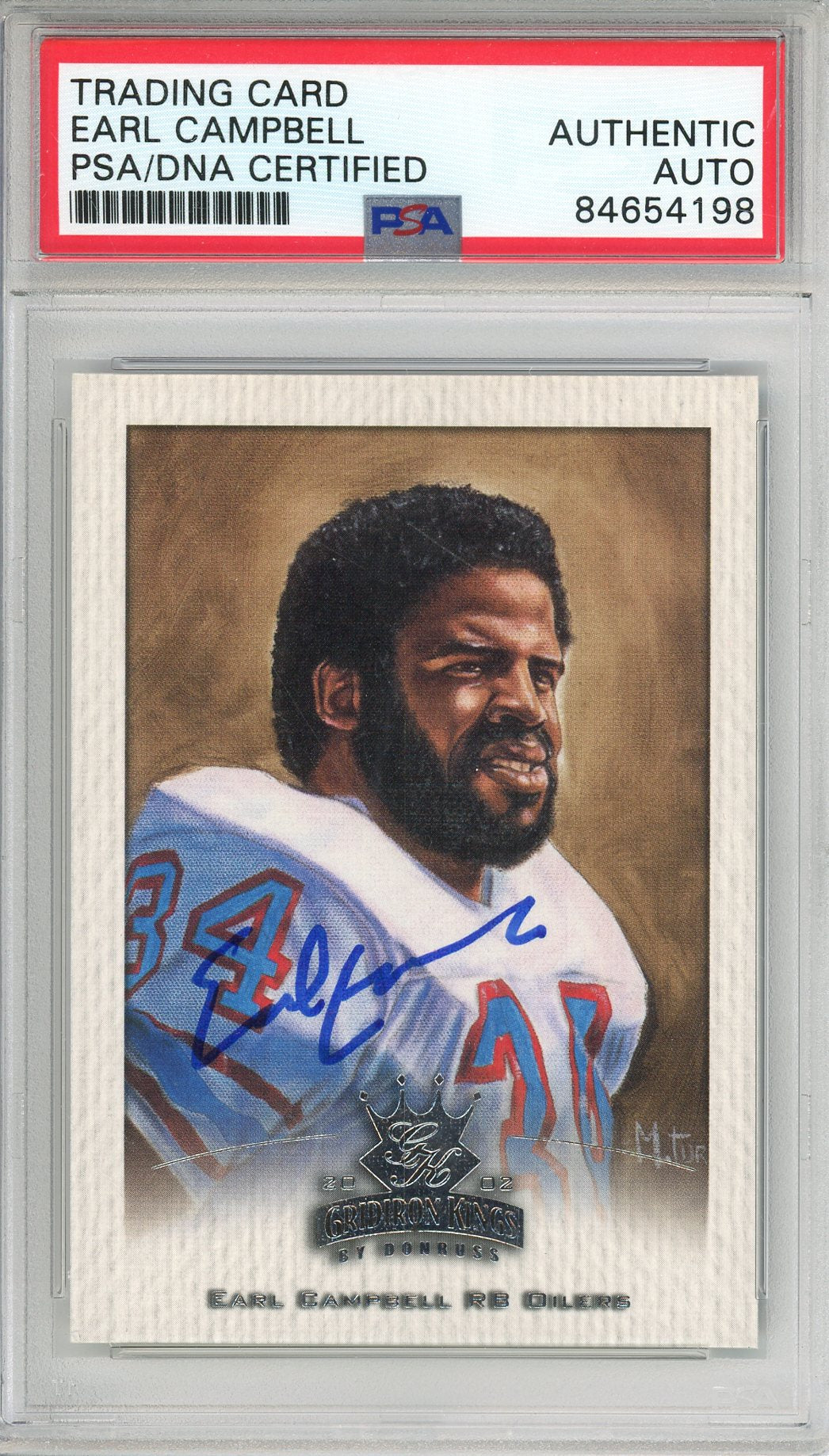 2002 DONRUSS EARL CAMPBELL #156 HOF OILERS MVP AUTOGRAPH PSA/DNA