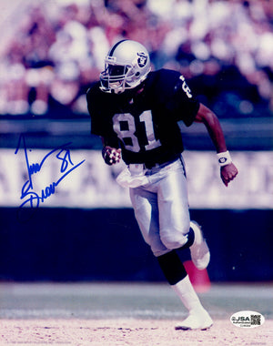 TIM BROWN AUTOGRAPHED 8X10 PHOTO - RAIDERS (JSA)