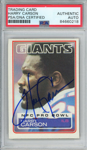 1983 TOPPS FOOTBALL - HARRY CARSON #123 GIANTS HOF AUTOGRAPH PSA/DNA AUTHENTIC AUTO