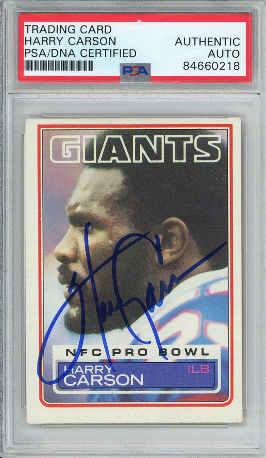 1983 TOPPS FOOTBALL - HARRY CARSON #123 GIANTS HOF AUTOGRAPH PSA/DNA AUTHENTIC AUTO