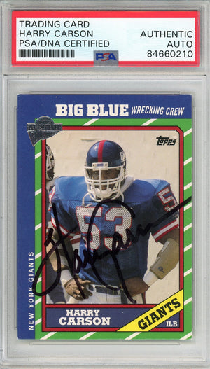 2005 TOPPS HARRY CARSON #33 HOF GIANTS 9-TIME PRO BOWLER AUTOGRAPH PSA/DNA (210)