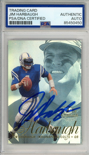 1997 FLAIR SHOWCASE JIM HARBAUGH ROW 2 COLTS AUTOGRAPH PSA/DNA