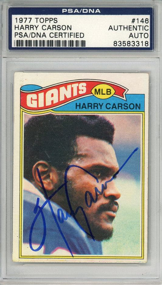1977 TOPPS HARRY CARSON #146 ROOKIE HOF GIANTS 9-TIME PRO BOWLER AUTOGRAPH
