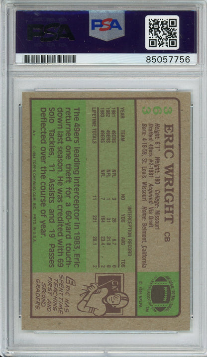 1984 TOPPS FOOTBALL - ERIC WRIGHT #363 49ERS AUTOGRAPH PSA/DNA AUTHENTIC AUTO