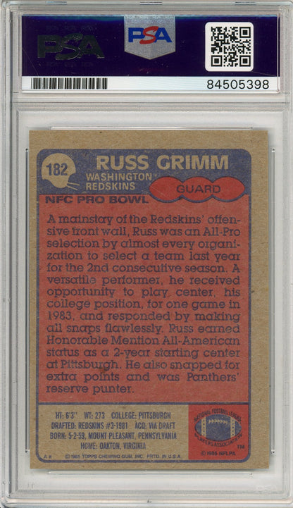 1965 TOPPS RUSS GRIMM #182 HOF AUTOGRAPH PSA/DNA