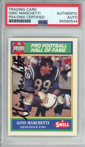 1990 SWELL FOOTBALL - GINO MARCHETTI #94 COLTS HOF AUTOGRAPH PSA/DNA AUTHENTIC AUTO