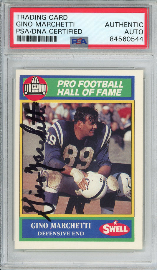 1990 SWELL FOOTBALL - GINO MARCHETTI #94 COLTS HOF AUTOGRAPH PSA/DNA AUTHENTIC AUTO