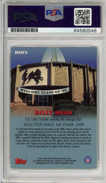 1999 TOPPS HALL FO FAME BILLY SHAW #HOF2 HOF AUTOGRAPH PSA/DNA