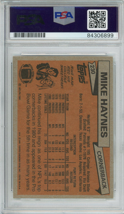 1981 TOPPS FOOTBALL MIKE HAYNES #230 PATRIOTS HOF AUTOGRAPH PSA/DNA AUTHENTIC AUTO