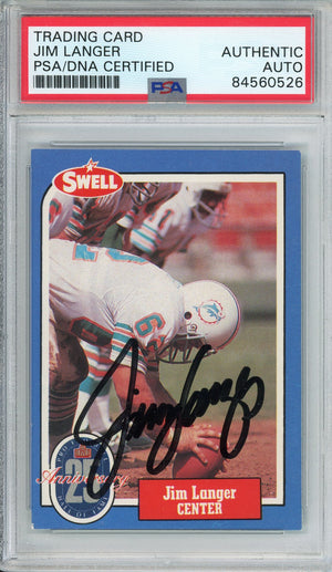 1988 SWELL FOOTBALL - JIM LANGER #139 HALL OF FAME DOLPHINS AUTOGRAPH PSA/DNA AUTHENTIC AUTO