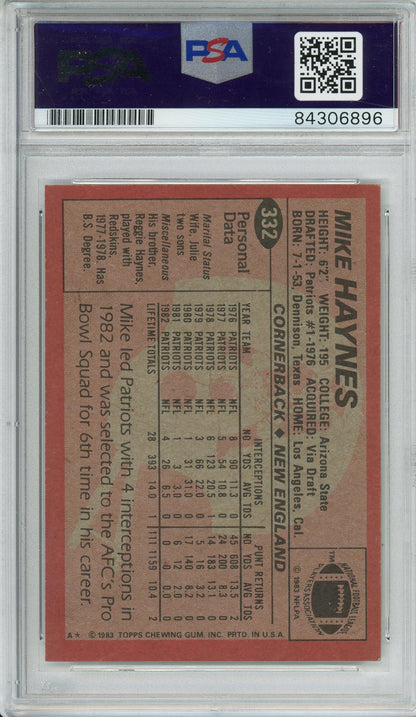 1983 TOPPS FOOTBALL - MIKE HAYNES #332 PATRIOTS HOF AUTOGRAPH DSA/DNA AUTHENTIC AUTO