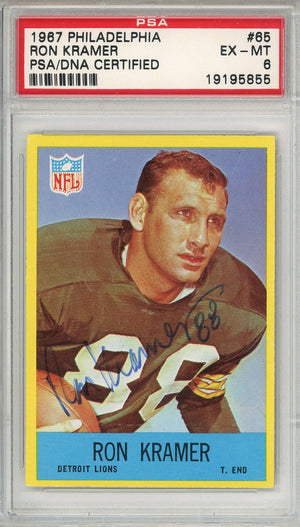 1967 PHILADELPHIA RON KRAMER #65 COLLEGE HOF LIONS 2-TIME CHAMP AUTOGRAPH PSA/DNA