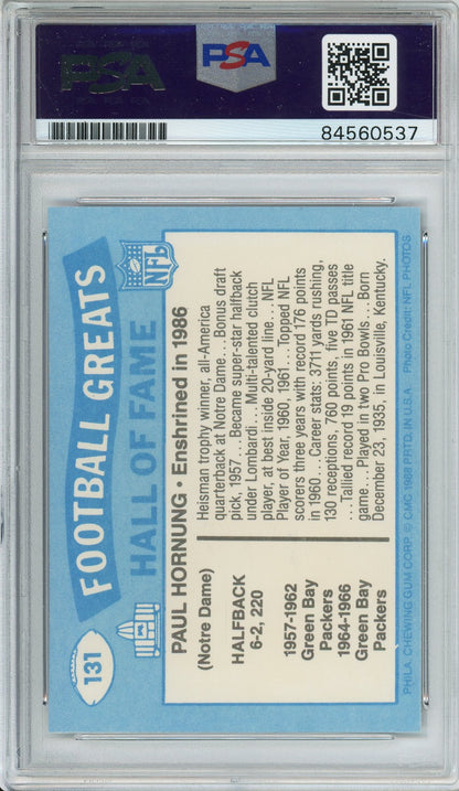 1988 SWELL FOOTBALL - PAUL HORNUNG #131 PACKERS HOF AUTOGRAPH PSA/DAN AUTHENTIC AUTO