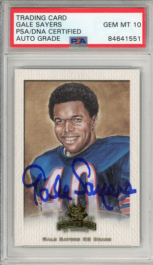 2002 DONRUSS GRIDIRON KINGS GALE SAYERS #N7 HOF AUTOGRAPH PSA/DNA AUTO GRADE GEM MT 10 GOILD FOIL /150