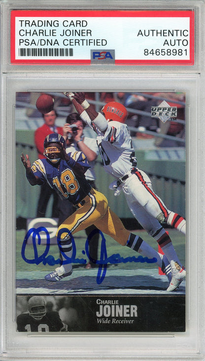 1997 UPPER DECK CHARLIE JOINER #41 HOF CHARGERS 2-TIME ALL PRO AUTOGRAPH PSA/DNA