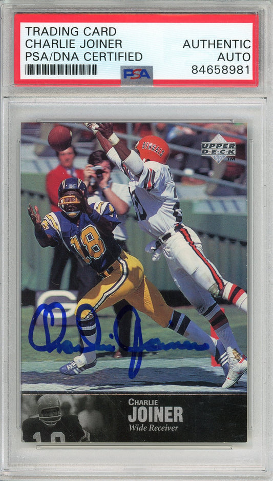 1997 UPPER DECK CHARLIE JOINER #41 HOF CHARGERS 2-TIME ALL PRO AUTOGRAPH PSA/DNA