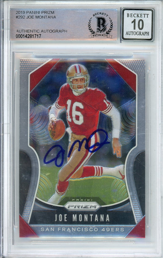 2019 PANINI PRIZM JOE MONTANA #292 HOF AUTOGRAPH BECKETT 10 AUTO