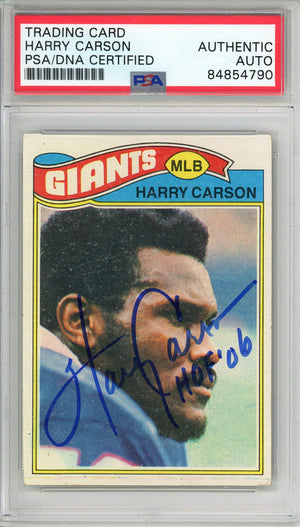 1977 TOPPS HARRY CARSON #146 ROOKIE "HOF '06" GIANTS 9-TIME PRO BOWLER AUTOGRAPH
