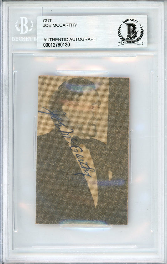 BASEBALL CUT JOE MCCARTHY AUTO BASEBALL HALL OF FAME