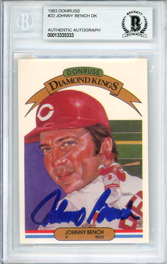 1983 DONRUSS BASEBALL JOHNNY BENCH DK #22 DIAMOND KINGS HOF AUTO BGS AUTHENTIC