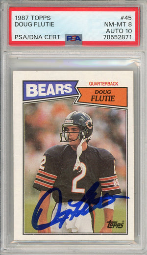 1987 TOPPS DOUG FLUTIE #45 HOF ROOKIE CARD AUTOGRAPH PSA 8 AUTO GRADE 10