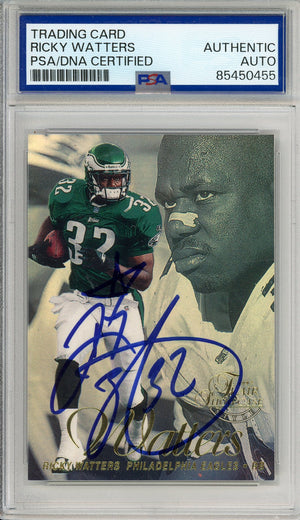 1997 FLAIR SHOWCASE RICKY WATTERS ROW 2 EAGLES AUTOGRAPH PSA/DNA