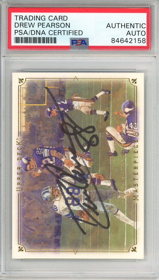 2008 UPPER DECK DREW PEARSON #27 HOF COWBOYS SUPER BOWL CHAMP AUTOGRAPH PSA/DNA