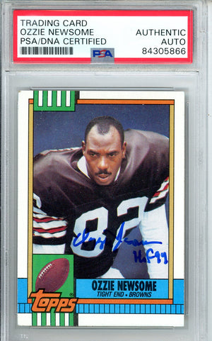 1990 TOPPS FOOTBALL - OZZIE NEWSOME #168 BROWNS HOF AUTOGRAPH PSA/DNA AUTHENTIC AUTO