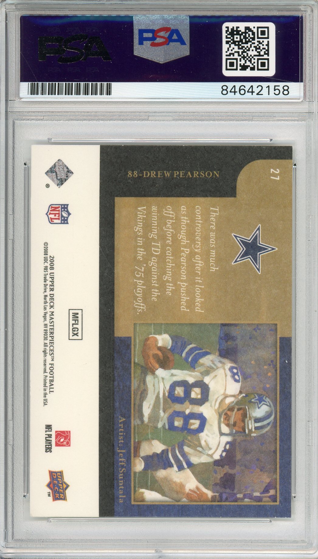 2008 UPPER DECK DREW PEARSON #27 HOF COWBOYS SUPER BOWL CHAMP AUTOGRAPH PSA/DNA