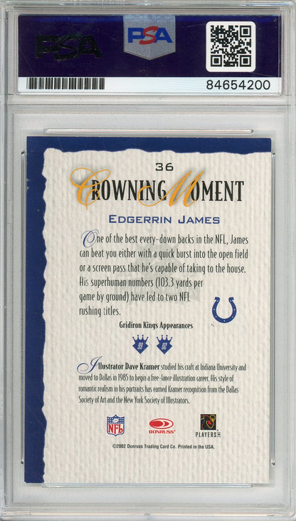2002 DONRUSS EDGERRIN JAMES #36 HOF COLTS 3-TIME ALL PRO AUTOGRAPH PSA/DNA