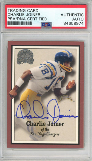 2000 FLEER CHARLIE JOINER #67 HOF CHARGERS 2-TIME ALL PRO AUTOGRAPH PSA/DNA